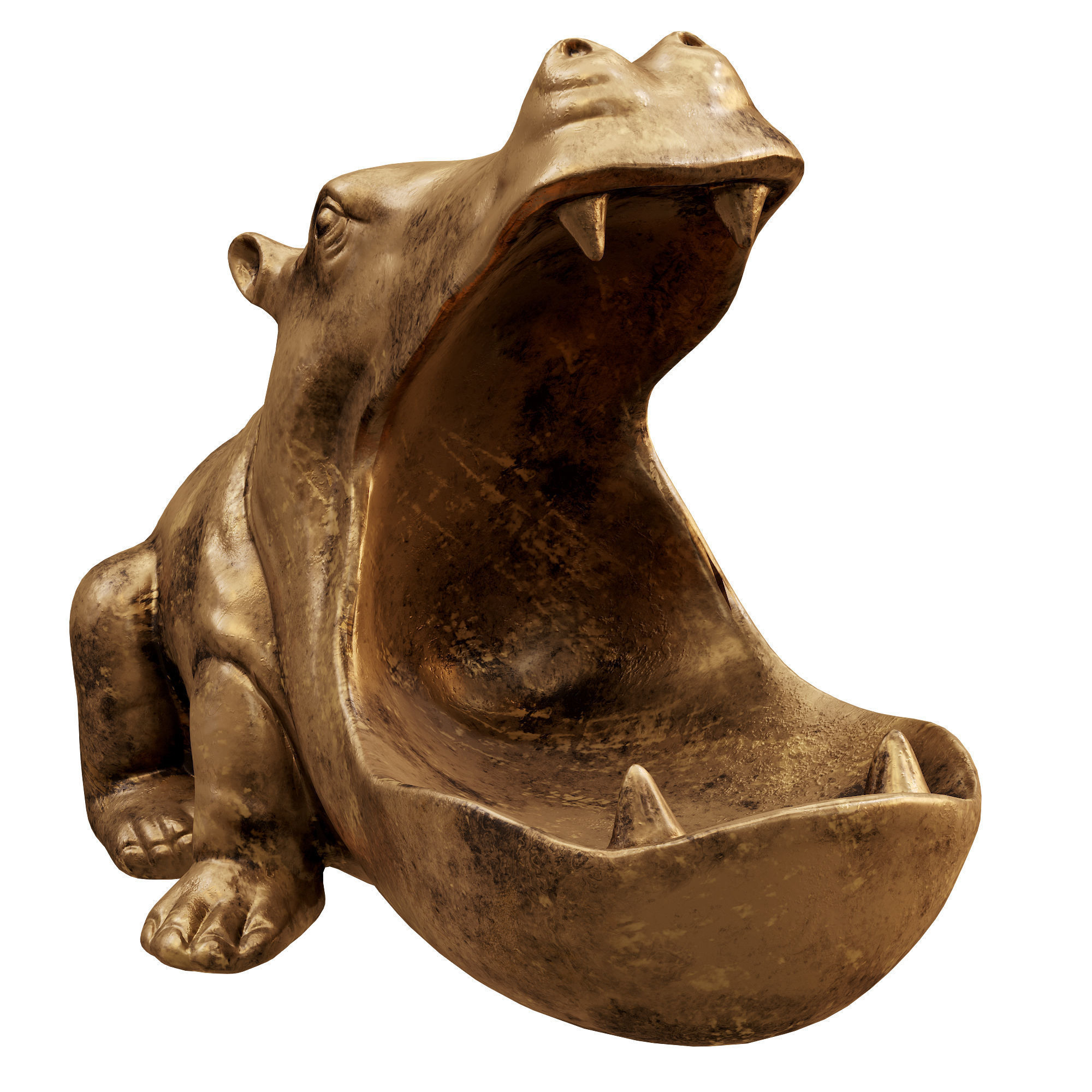hippo bronze hippopotamus 3D model_2