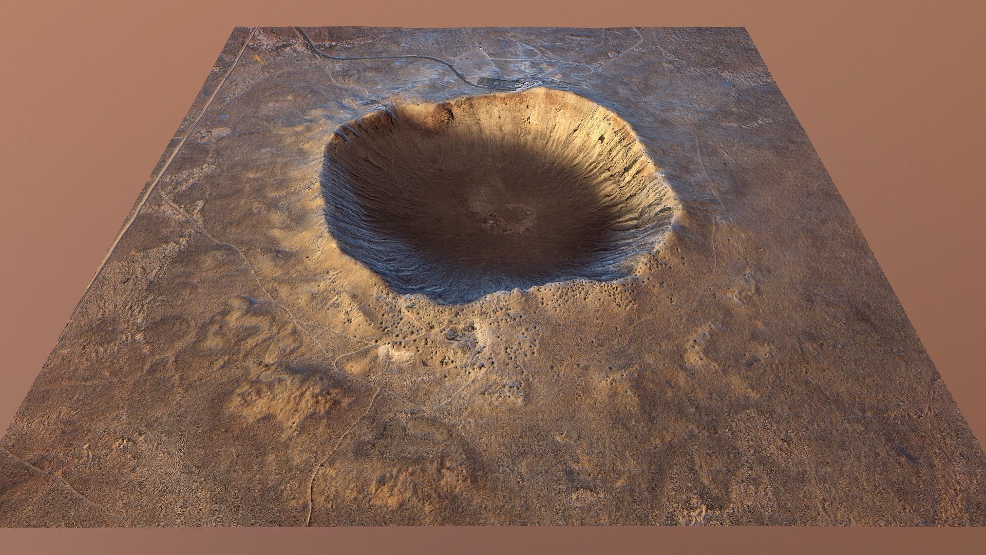 Barringer Crater Meteorite Crater Desert Dunes Rocks Terrain Low-poly 3D model_12