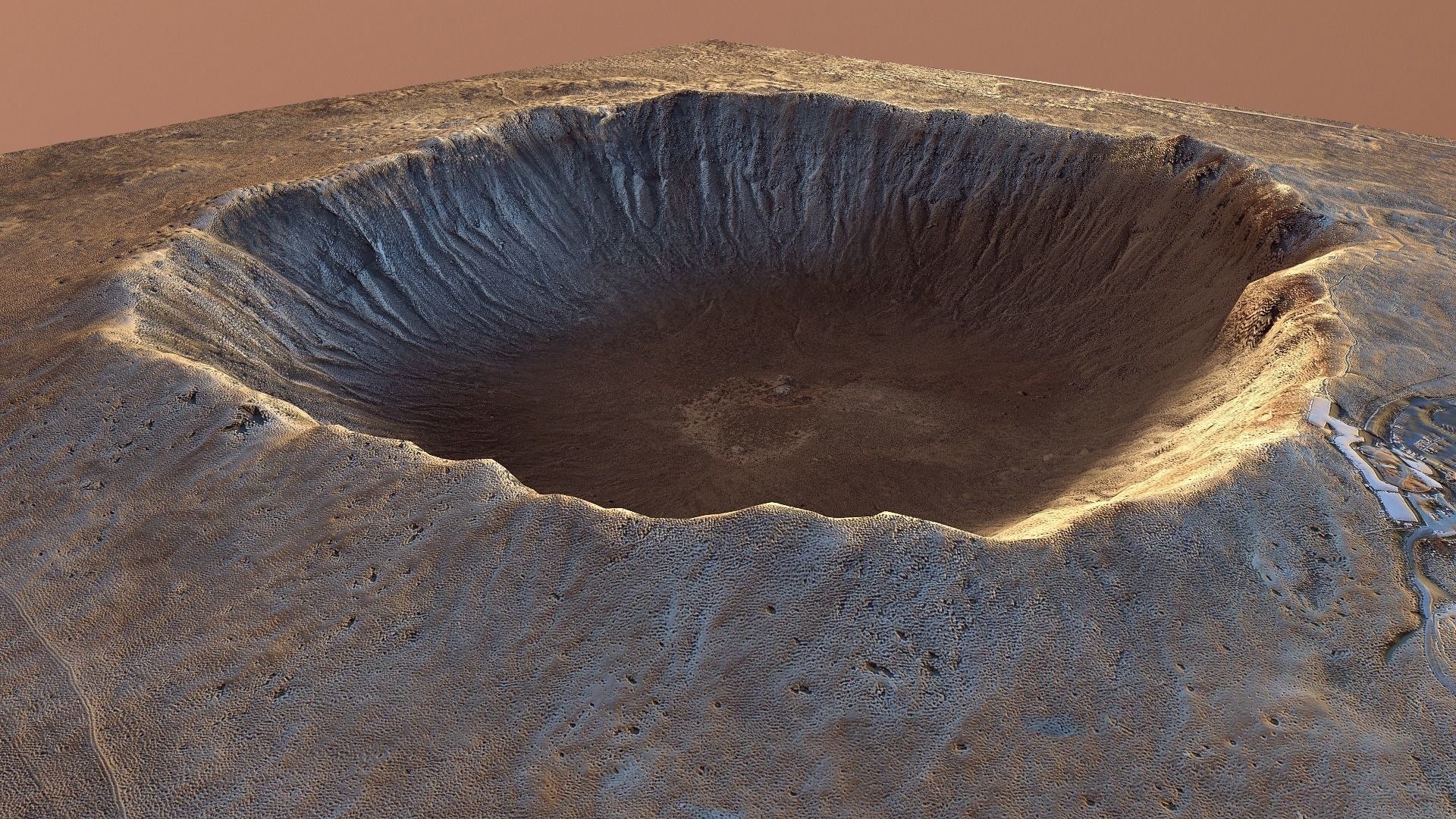Barringer Crater Meteorite Crater Desert Dunes Rocks Terrain Low-poly 3D model_10