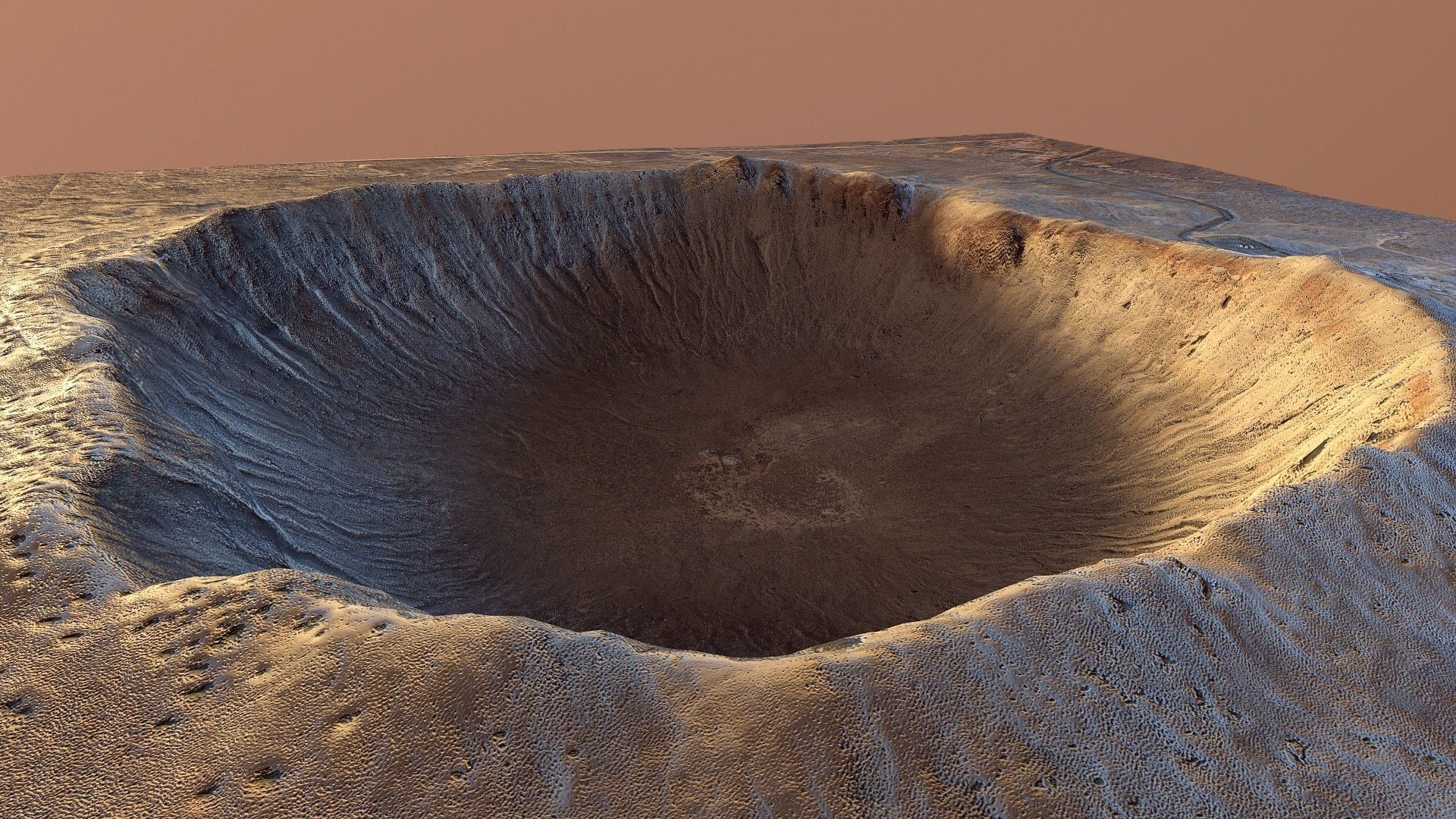 Barringer Crater Meteorite Crater Desert Dunes Rocks Terrain Low-poly 3D model_6