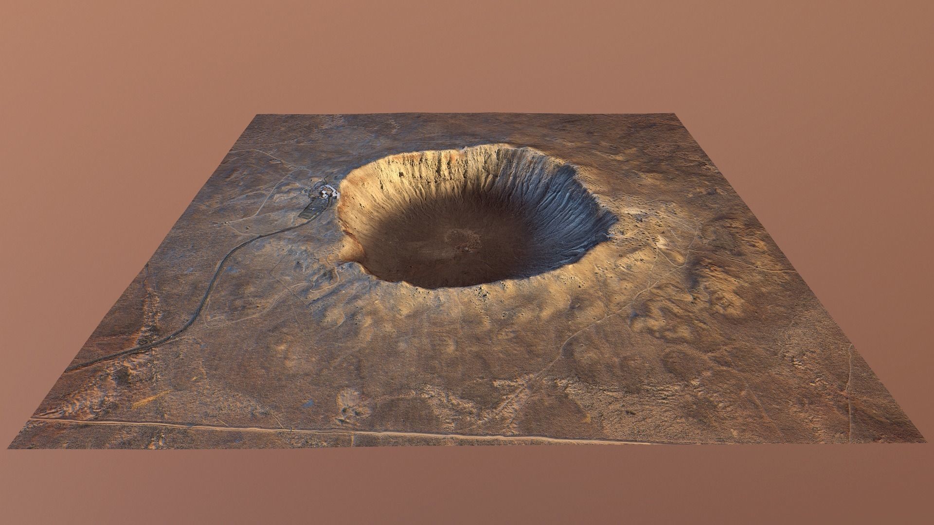 Barringer Crater Meteorite Crater Desert Dunes Rocks Terrain Low-poly 3D model_3
