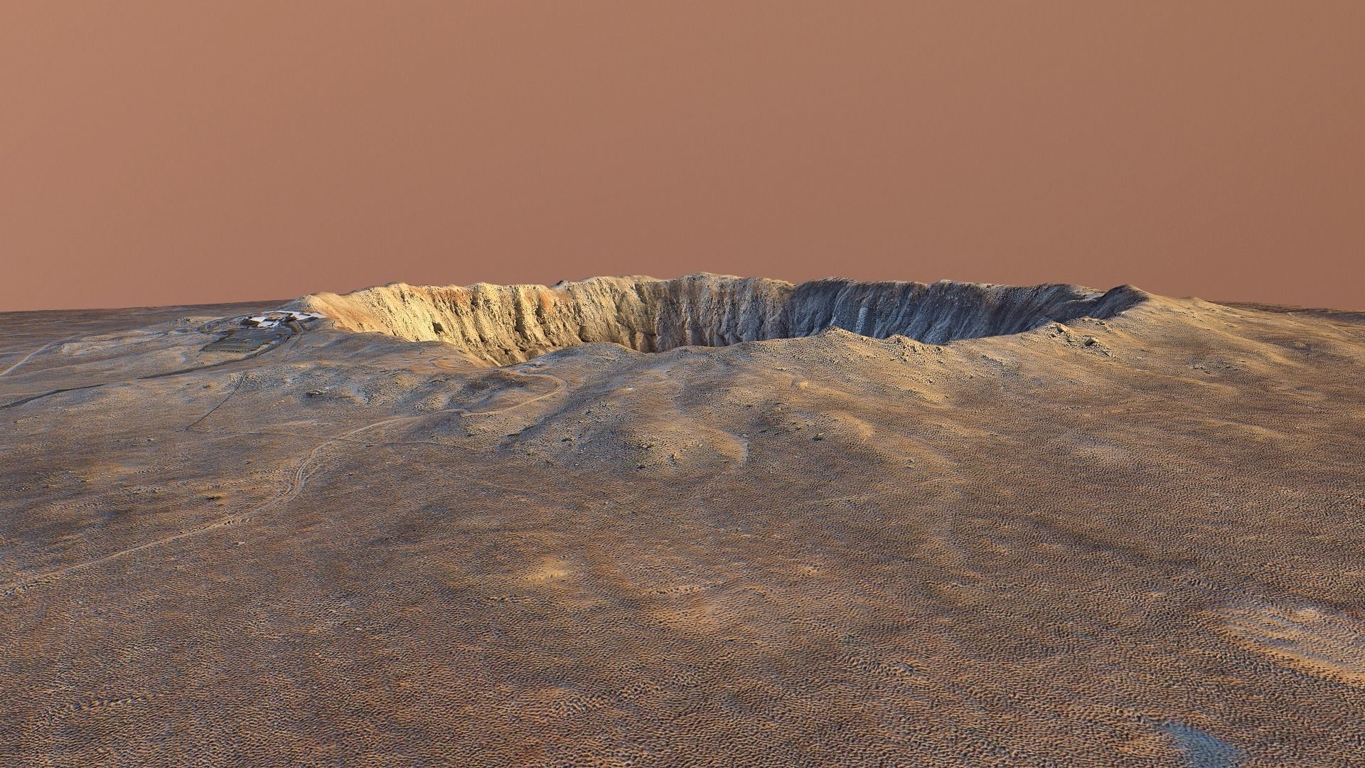 Barringer Crater Meteorite Crater Desert Dunes Rocks Terrain Low-poly 3D model_7