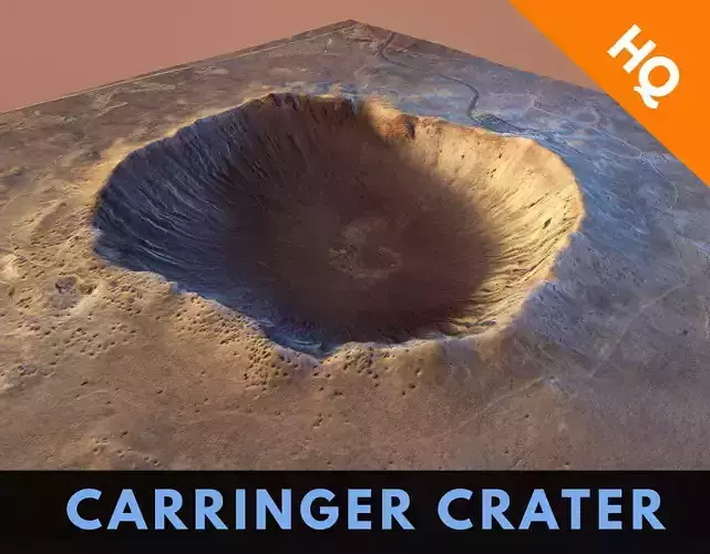 Barringer Crater Meteorite Crater Desert Dunes Rocks Terrain  Low-poly 3D model