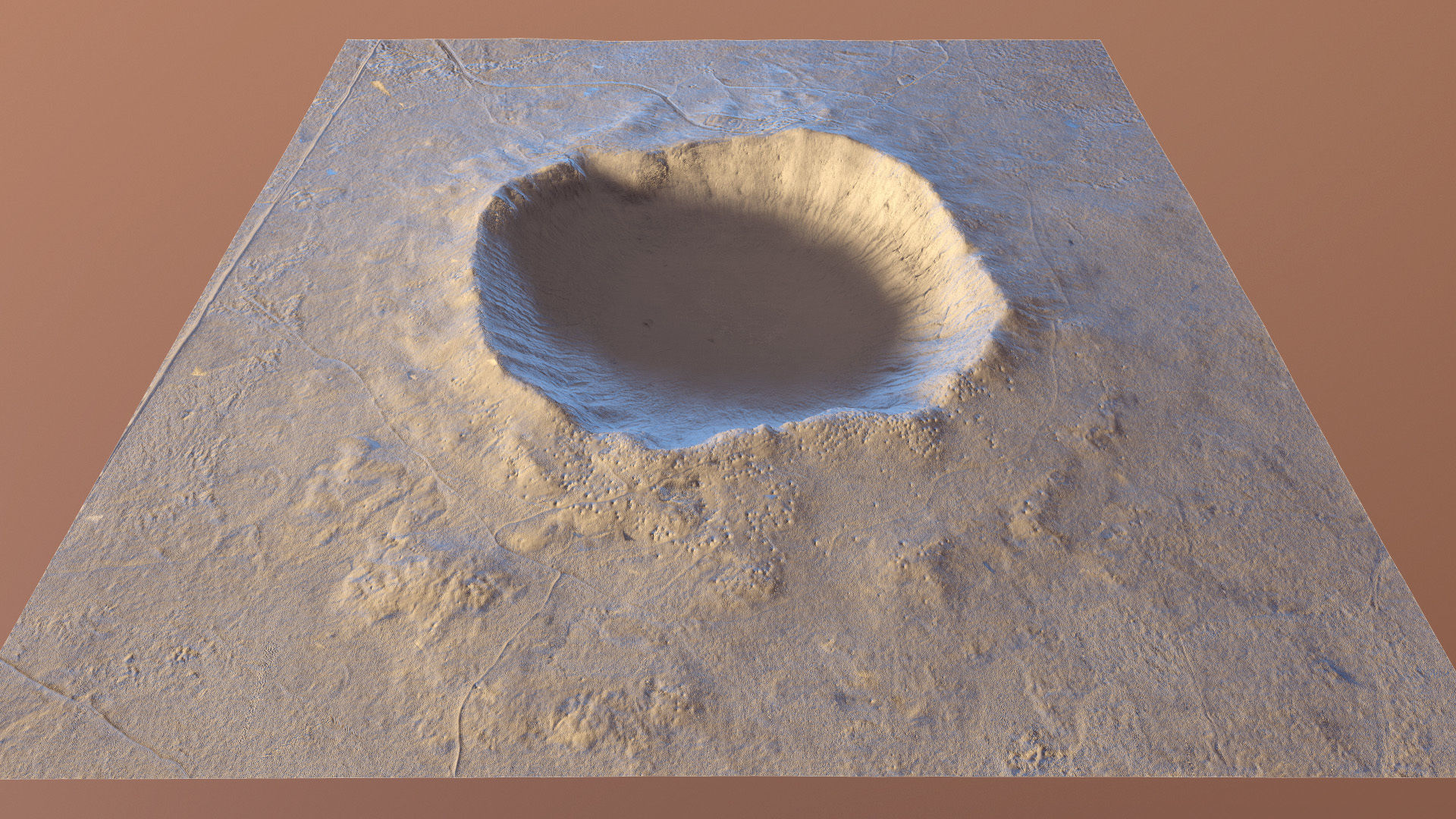 Barringer Crater Meteorite Crater Desert Dunes Rocks Terrain Low-poly 3D model_14