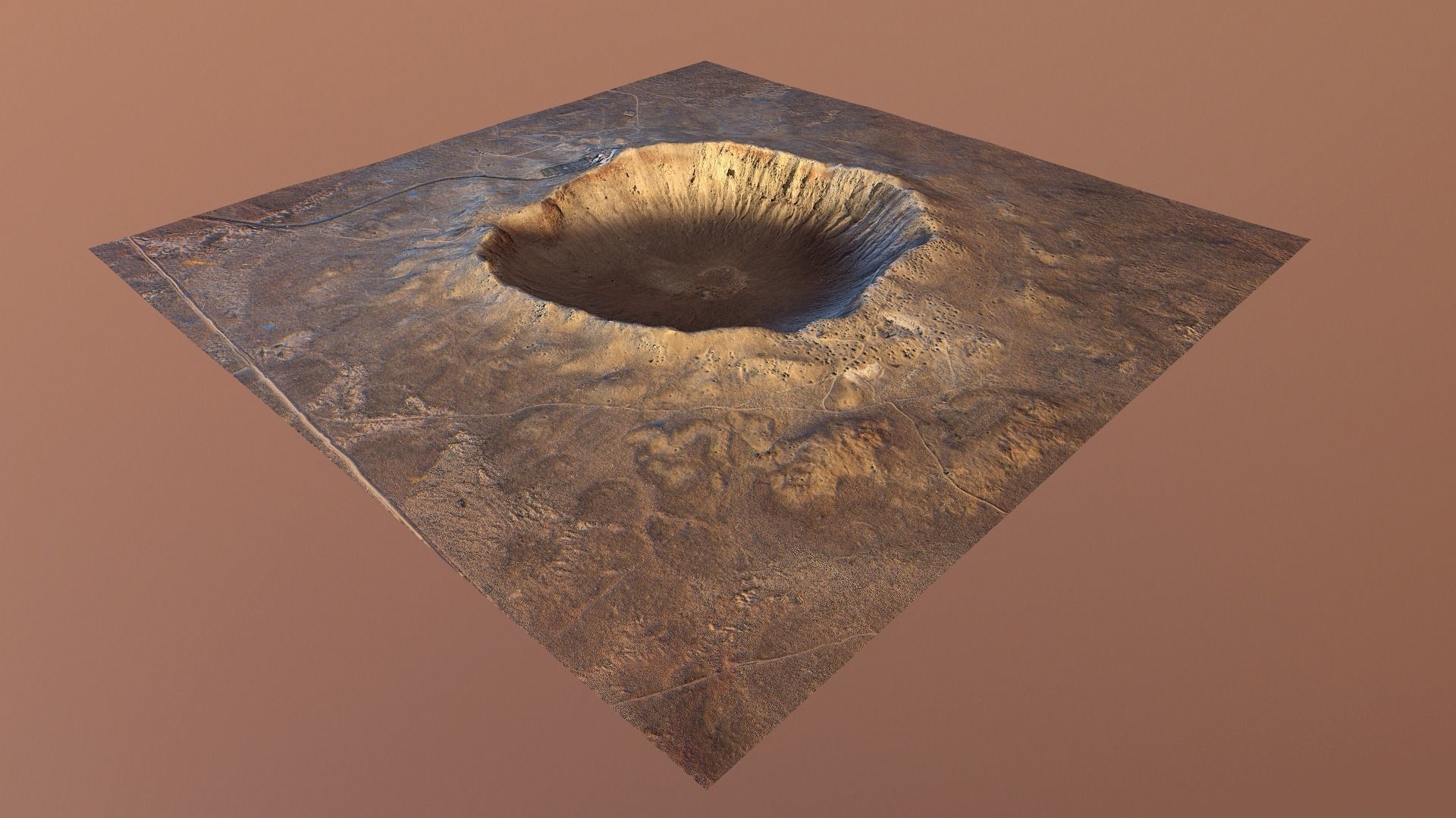 Barringer Crater Meteorite Crater Desert Dunes Rocks Terrain Low-poly 3D model_2
