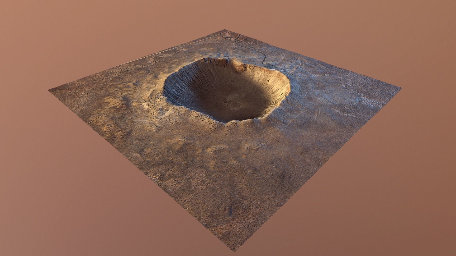 Barringer Crater Meteorite Crater Desert Dunes Rocks Terrain Low-poly 3D model_1