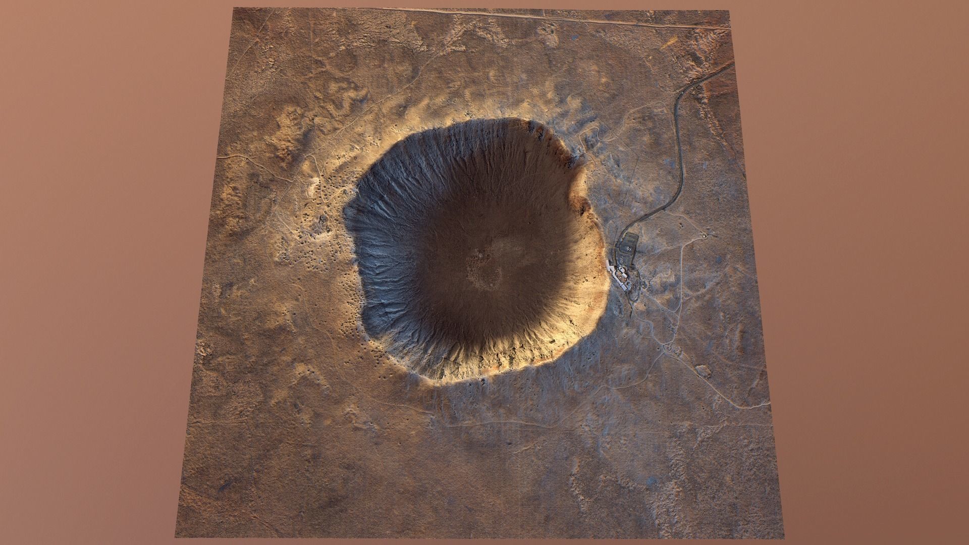 Barringer Crater Meteorite Crater Desert Dunes Rocks Terrain Low-poly 3D model_4