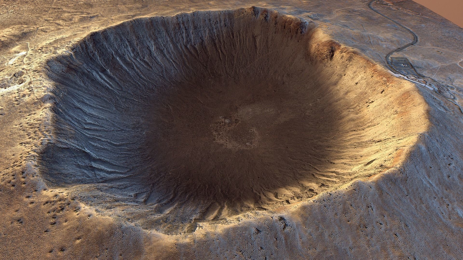 Barringer Crater Meteorite Crater Desert Dunes Rocks Terrain Low-poly 3D model_9