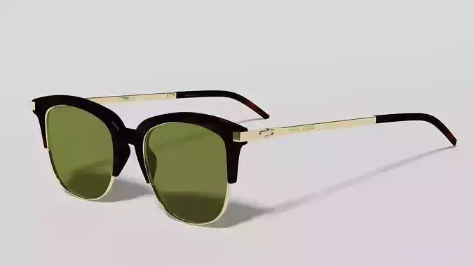 Amber-framed glasses with gold temples