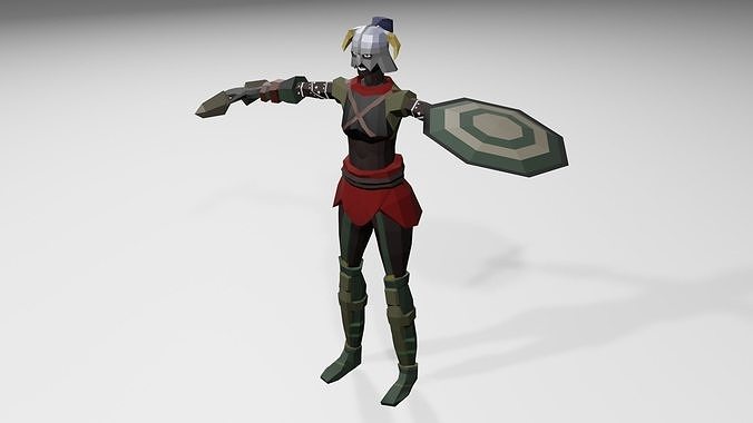 Low Poly character modeling Female Viking Low-poly 3D model