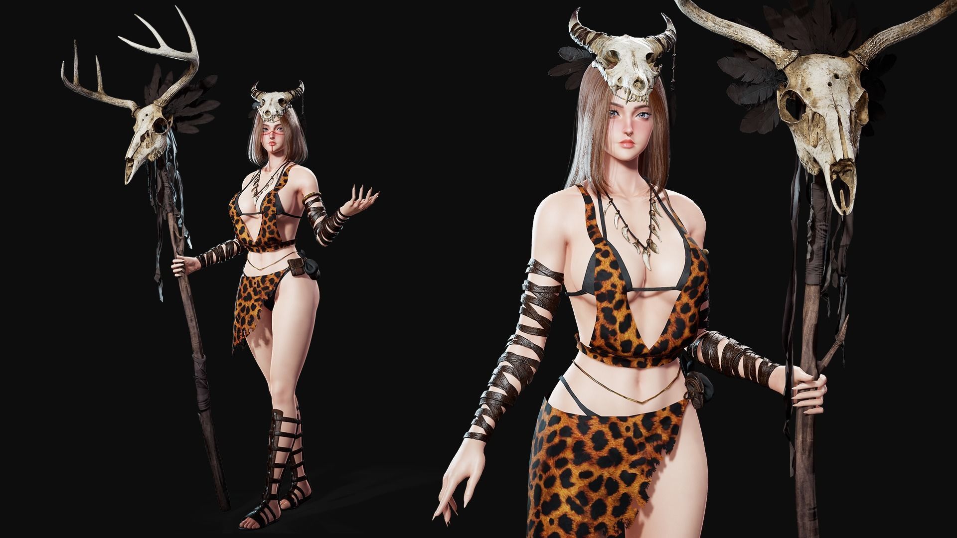 Shaman Girl - Game Ready Low-poly 3D model_3