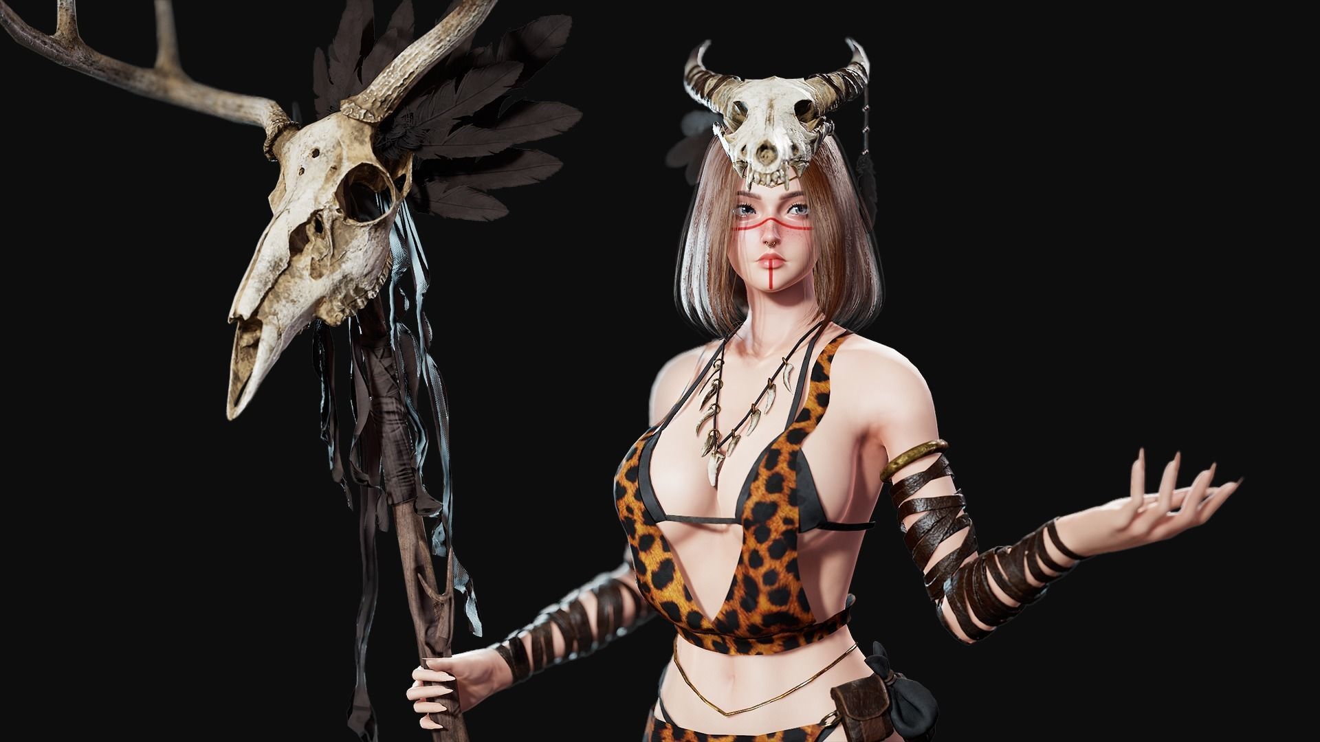 Shaman Girl - Game Ready Low-poly 3D model_5