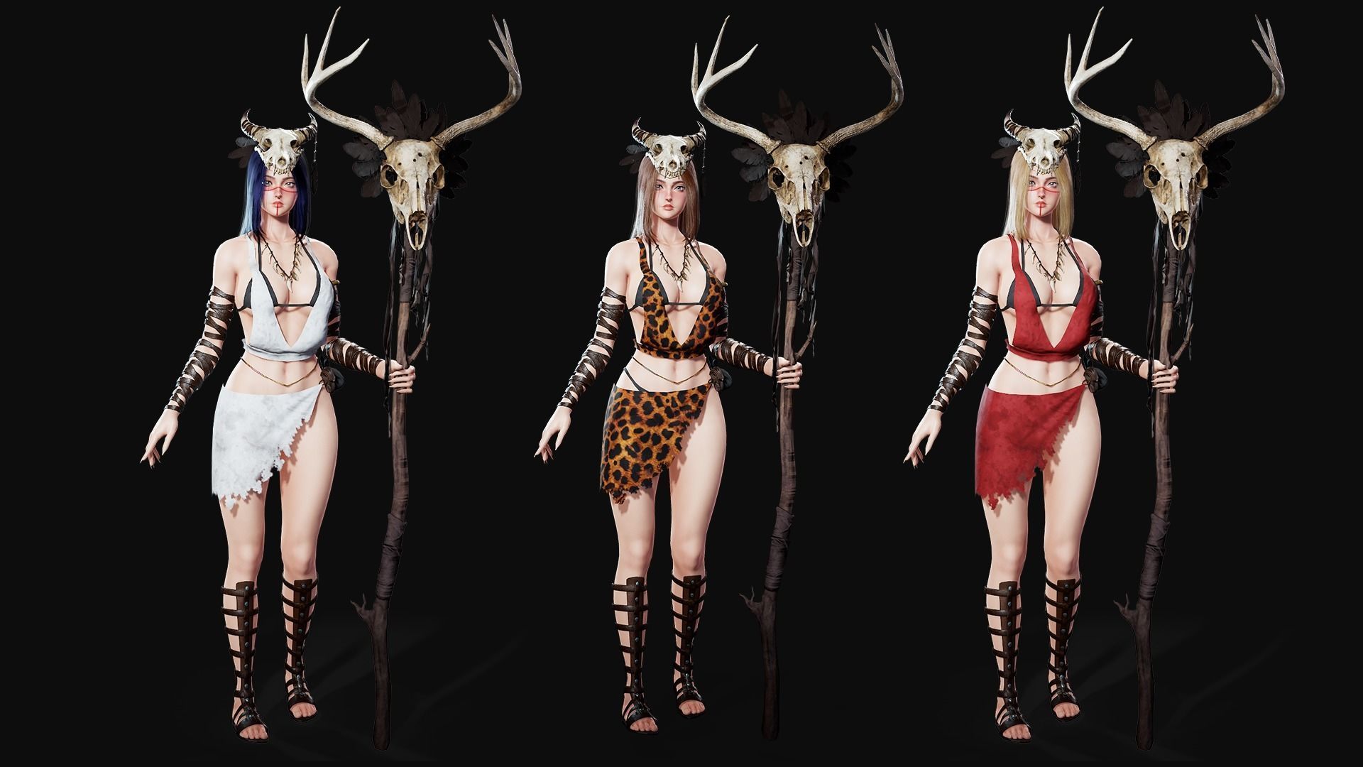 Shaman Girl - Game Ready Low-poly 3D model_9