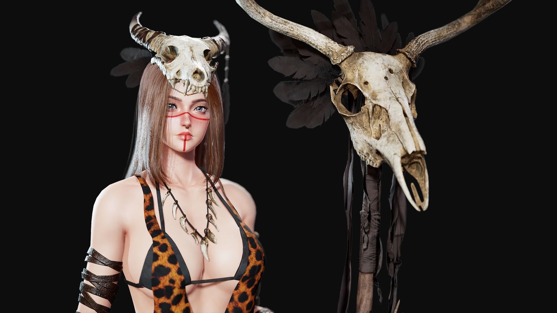 Shaman Girl - Game Ready Low-poly 3D model_6