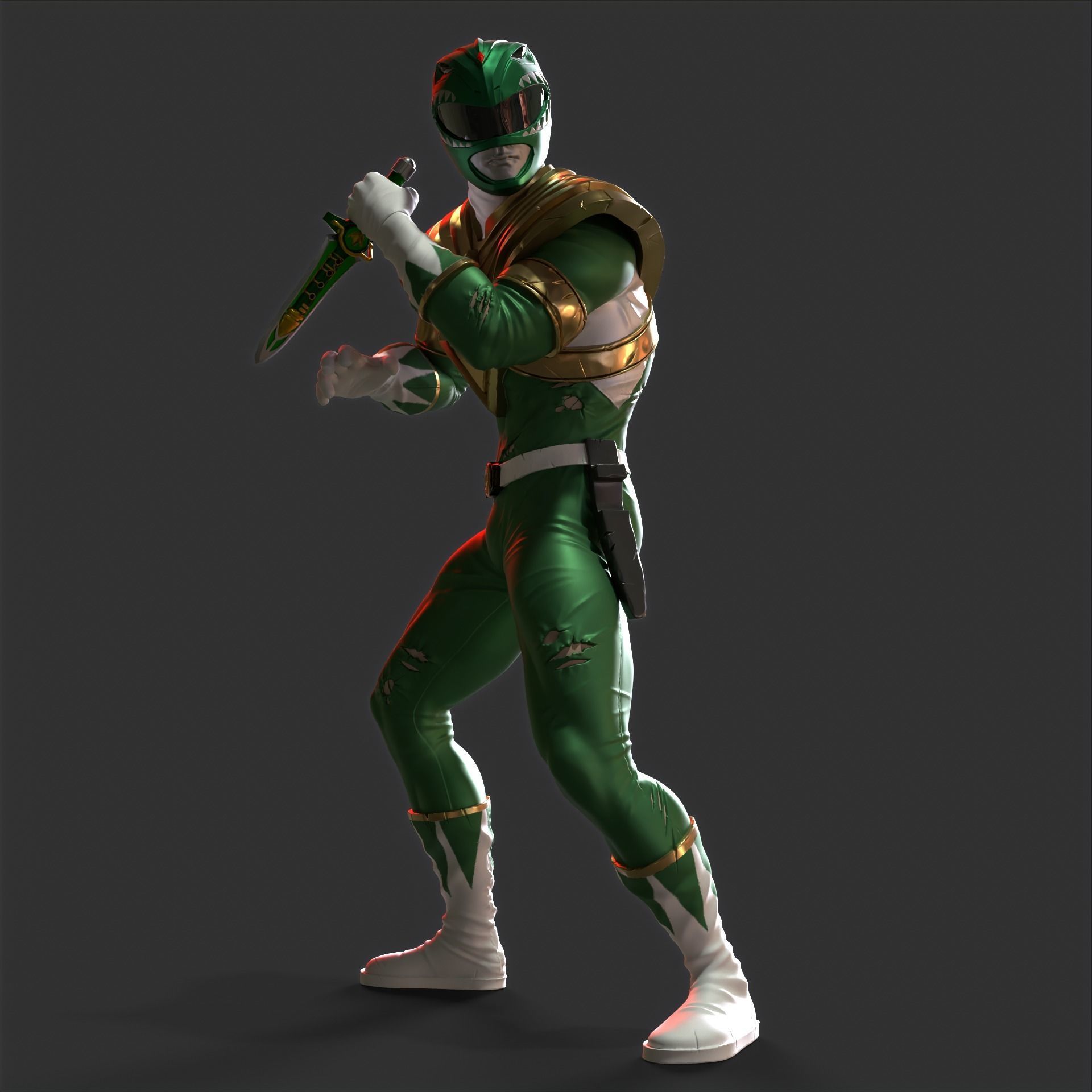 Green power ranger 3D print model_11