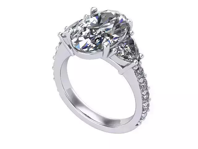 Oval Three Stone Engagement Ring