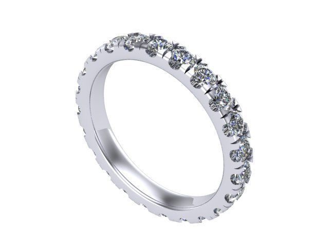 Oval Three Stone Ring v3 3D print model_3