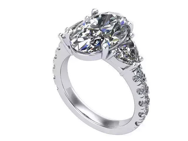 Oval Three Stone Ring v3