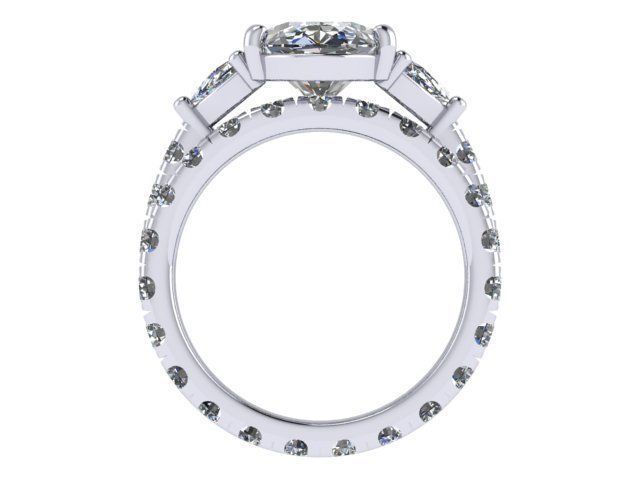 Oval Three Stone Ring v3 3D print model_11