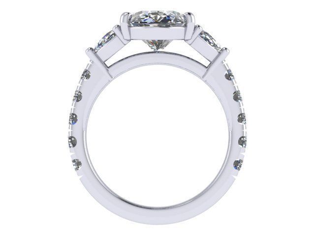 Oval Three Stone Ring v3 3D print model_14