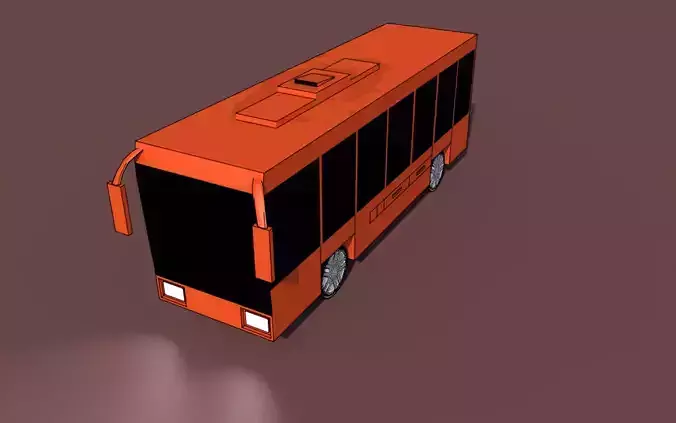 3D low poly bus orange