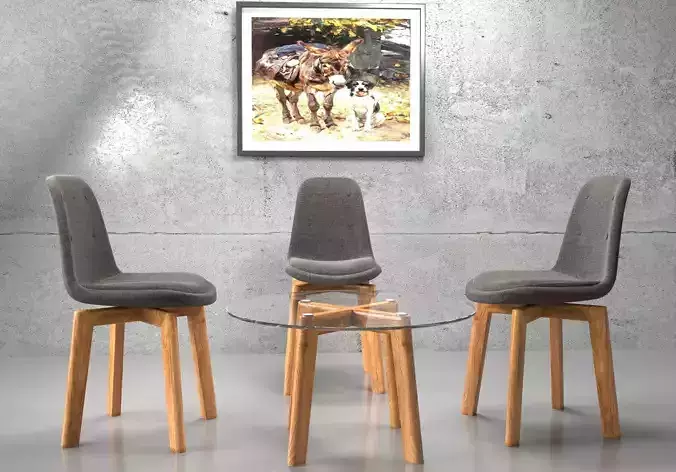 I-DSW Chair Natural Pyramid Legs - Brown Fabric