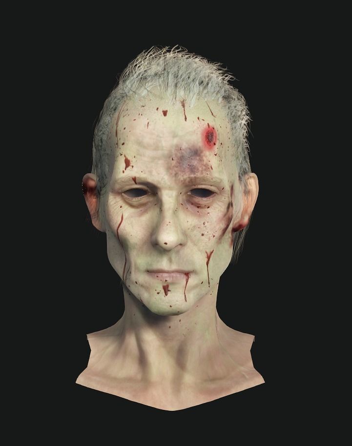 Zombie Hair  Low-poly 3D model_1