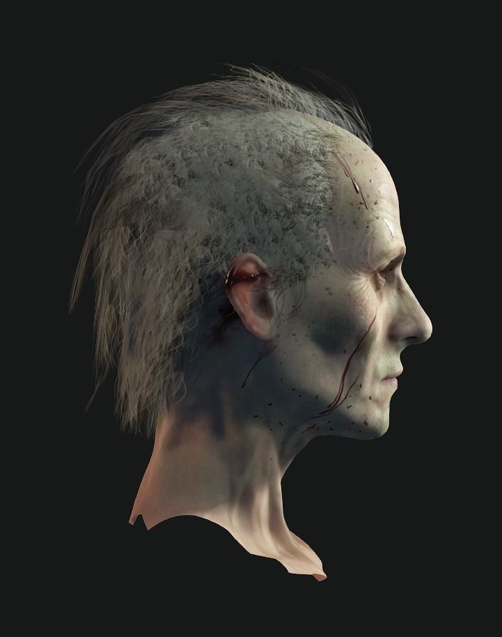 Zombie Hair  Low-poly 3D model_4