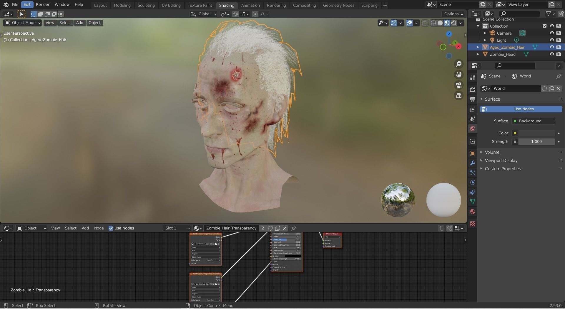 Zombie Hair  Low-poly 3D model_6