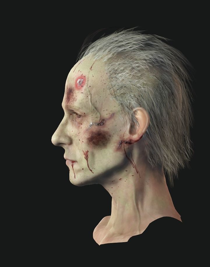Zombie Hair  Low-poly 3D model_2