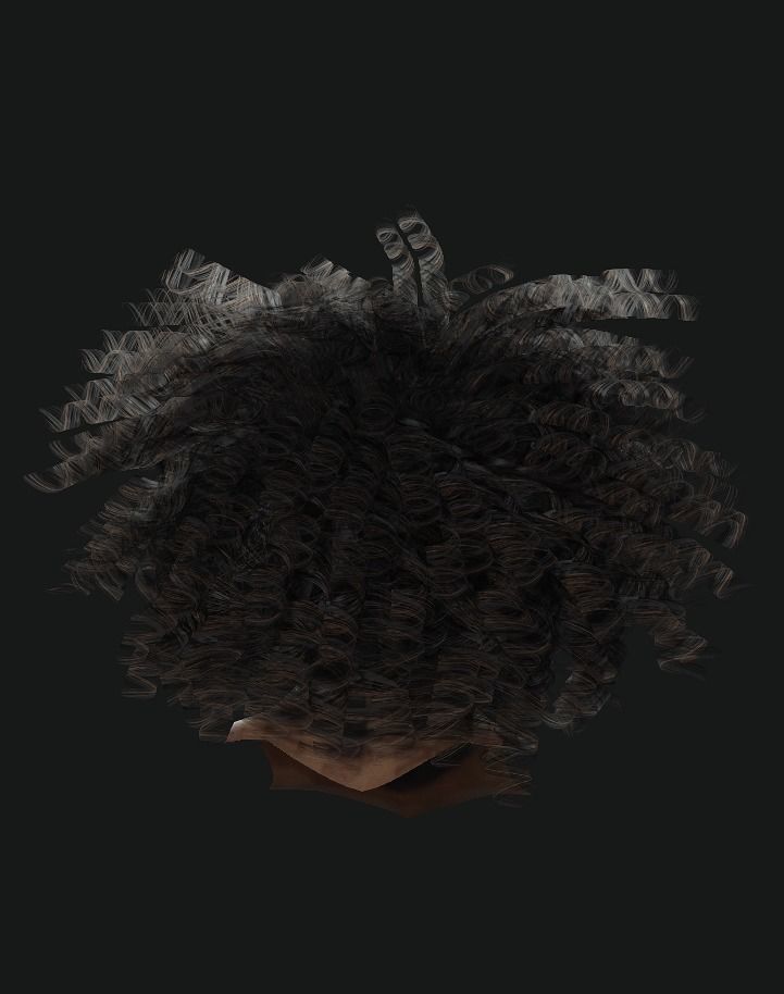 Afro Curly Hair Low-poly 3D model_3