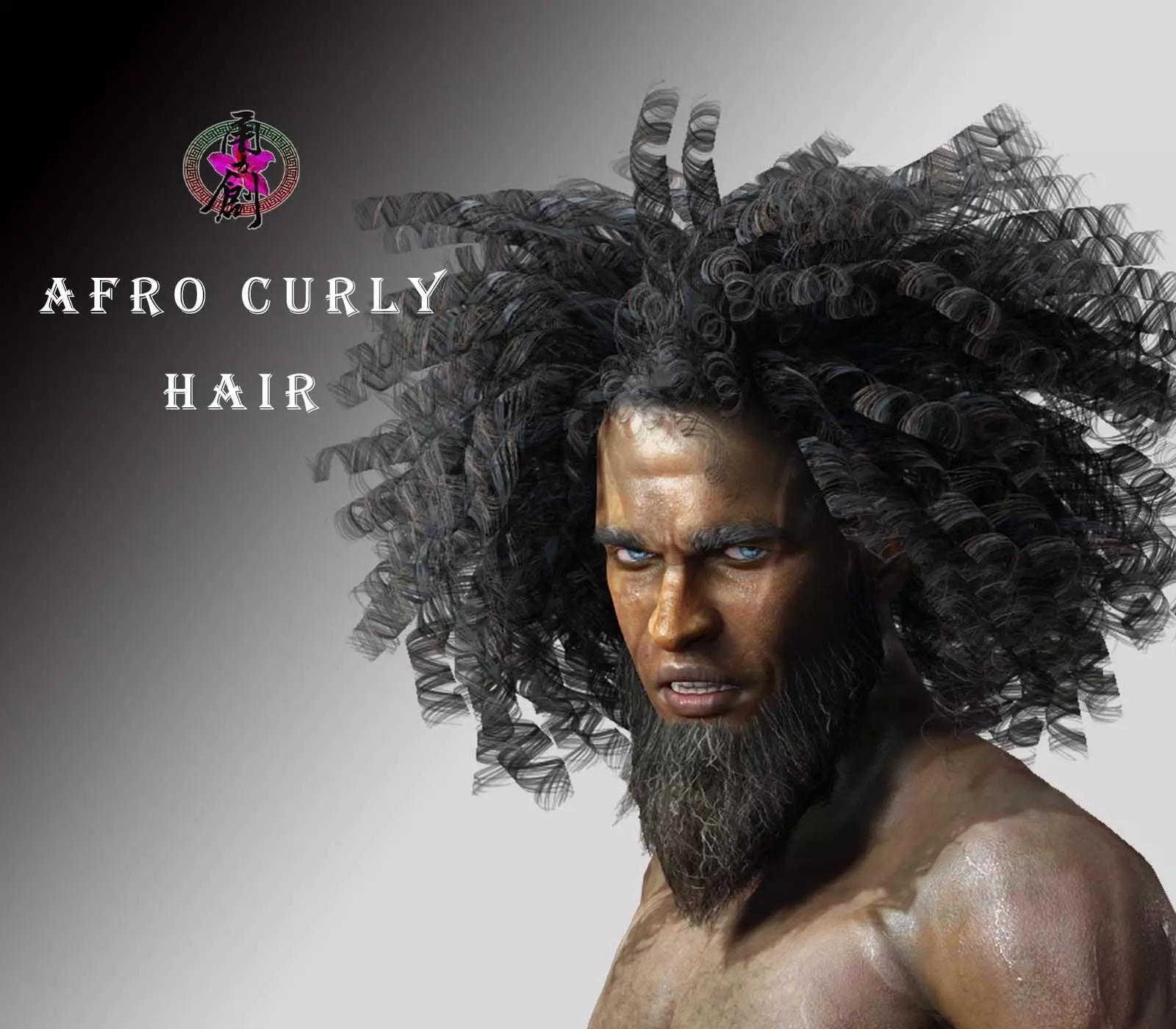 Afro Curly Hair Low-poly 3D model_0