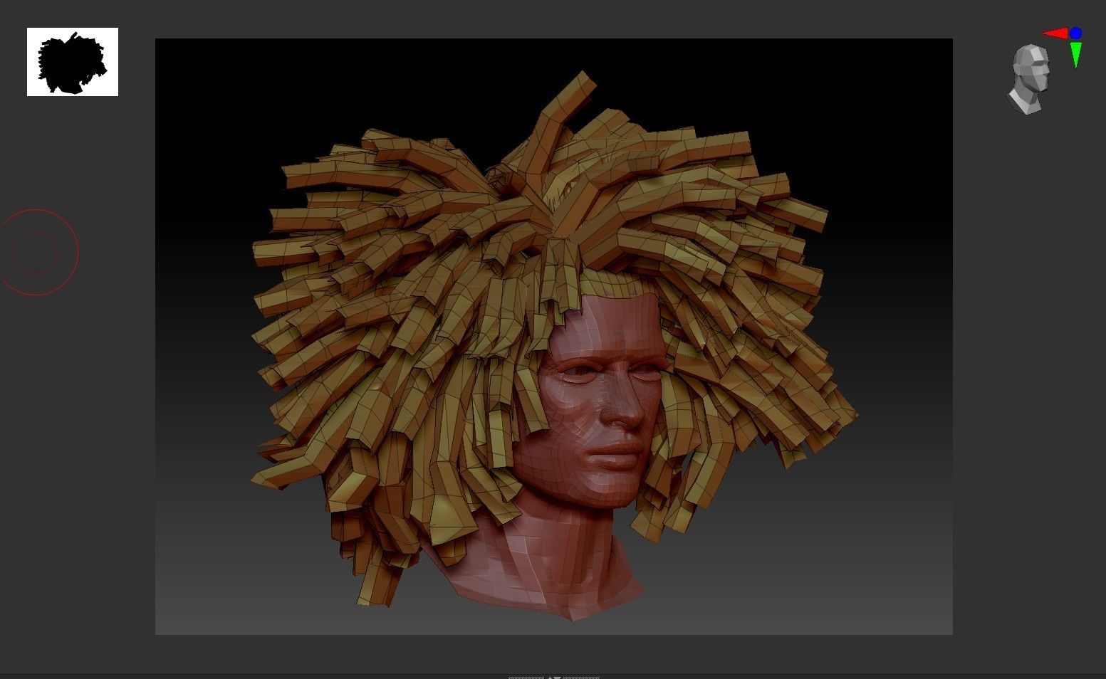 Afro Curly Hair Low-poly 3D model_6
