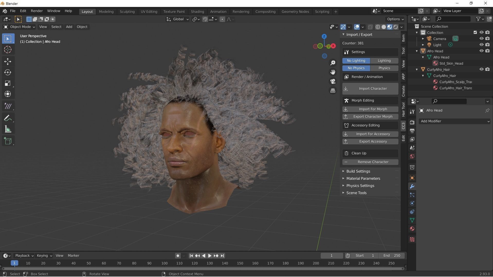 Afro Curly Hair Low-poly 3D model_5