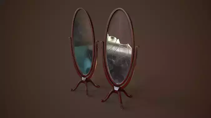 Vintage broken mirror Low-poly 3D model