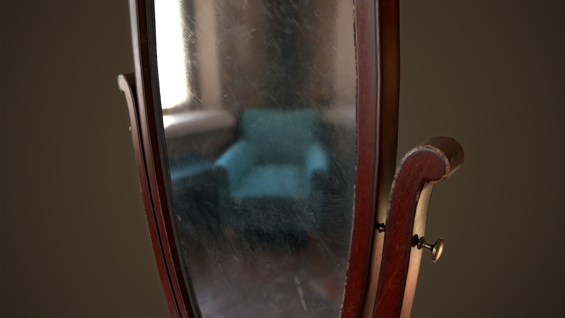 Vintage broken mirror Low-poly 3D model_3