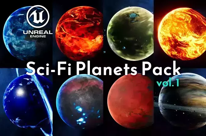 Sci-Fi Planets Pack vol 1 Low-poly 3D model