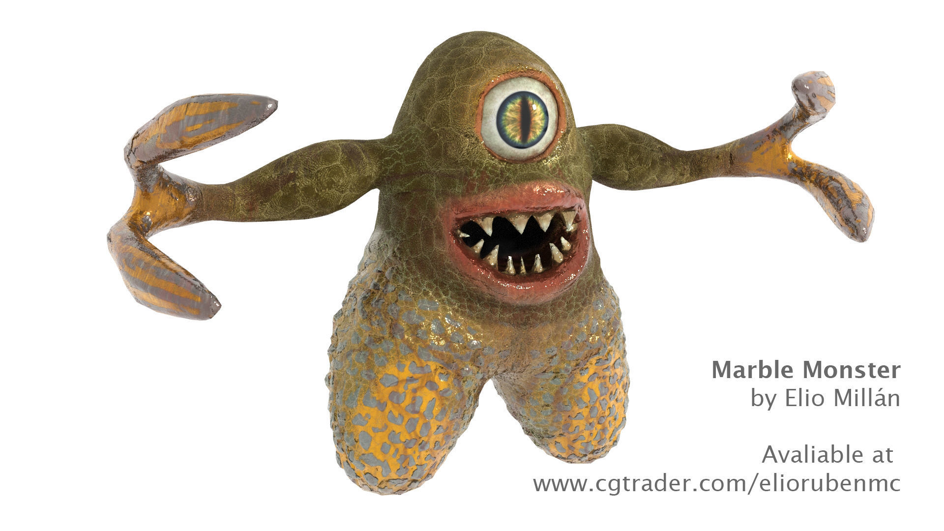 Marble Monster Low-poly 3D model_10
