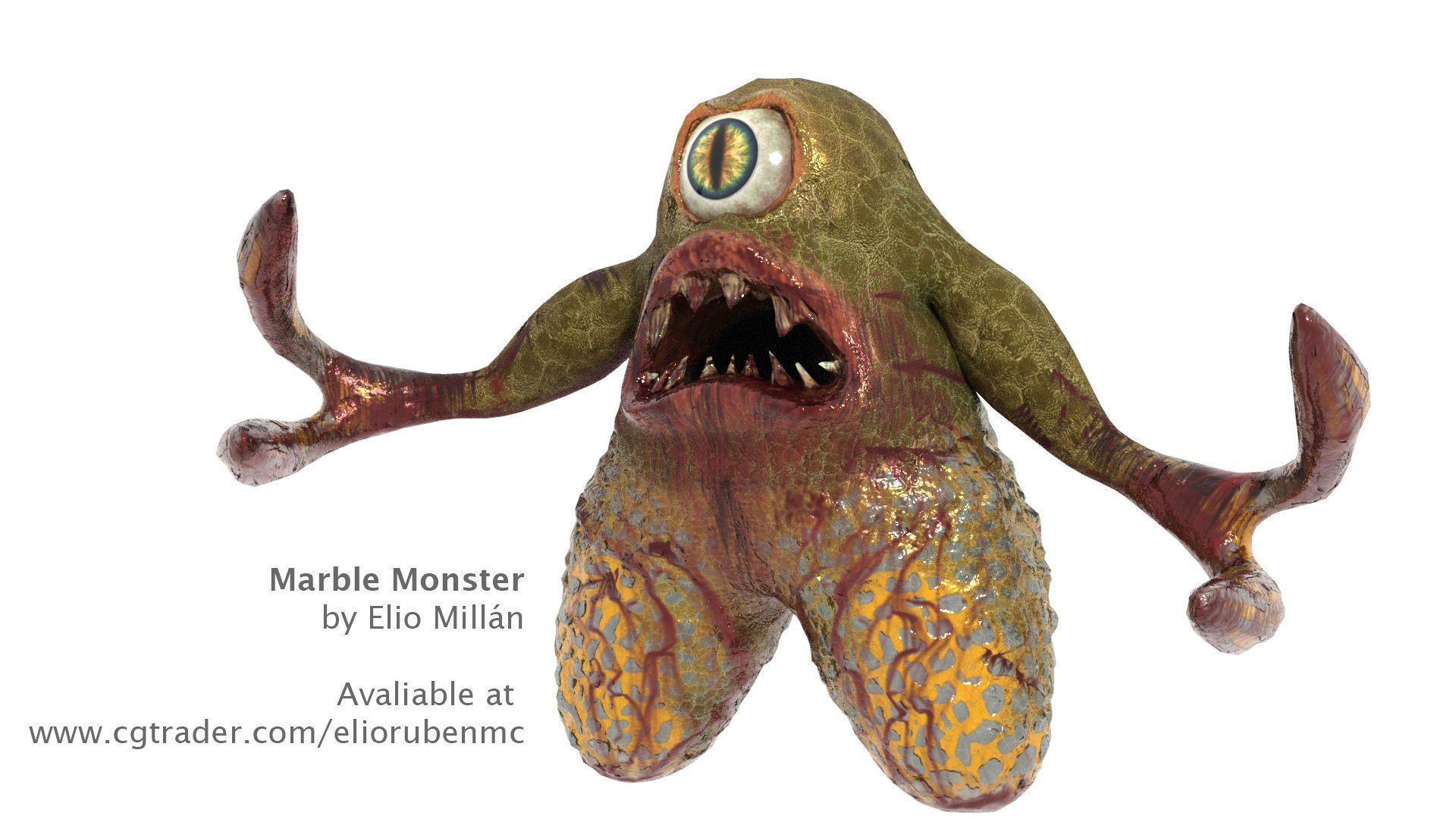 Marble Monster Low-poly 3D model_3