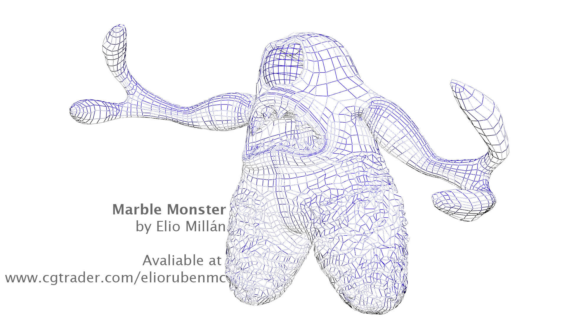 Marble Monster Low-poly 3D model_4