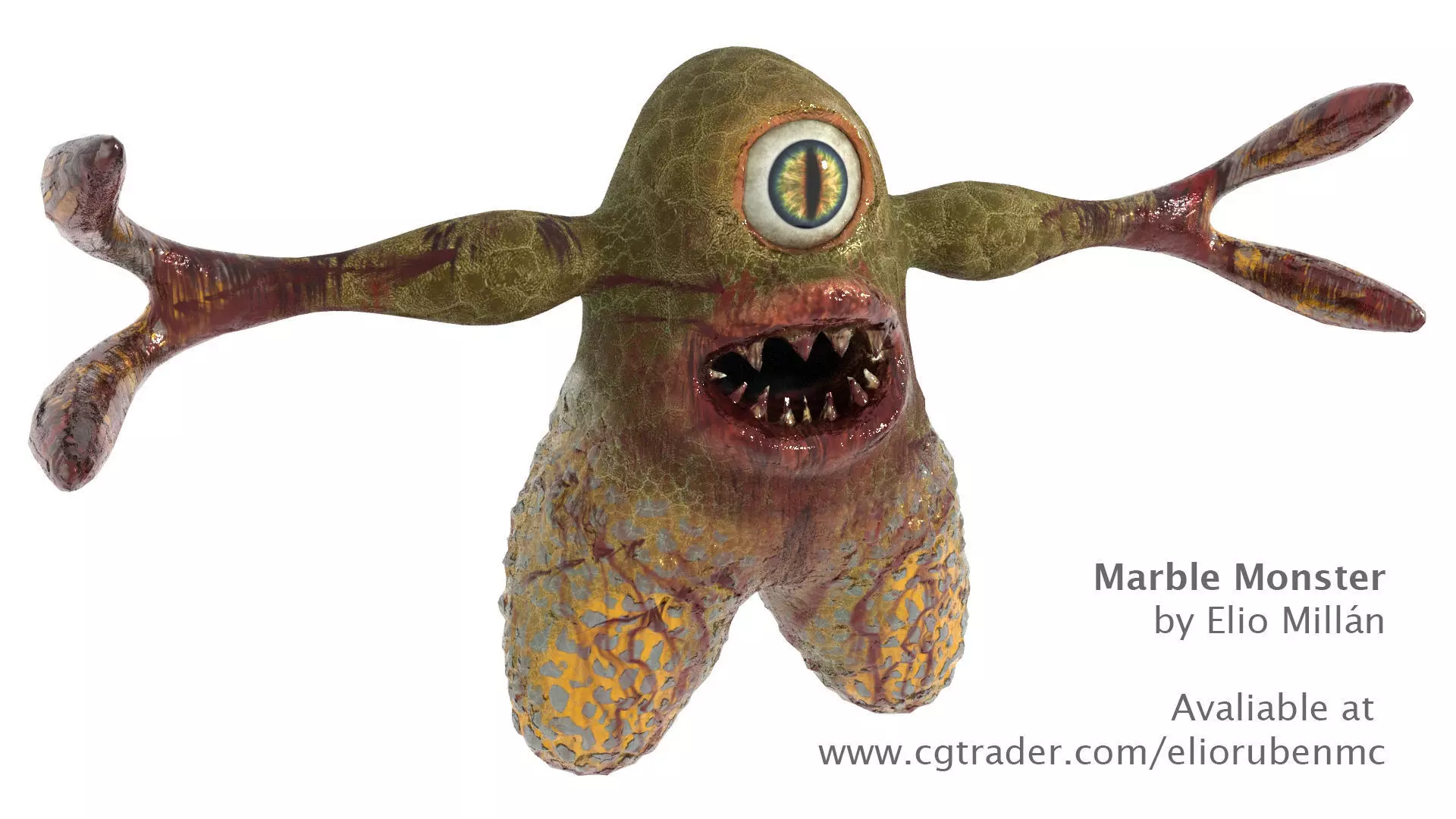 Marble Monster Low-poly 3D model_0