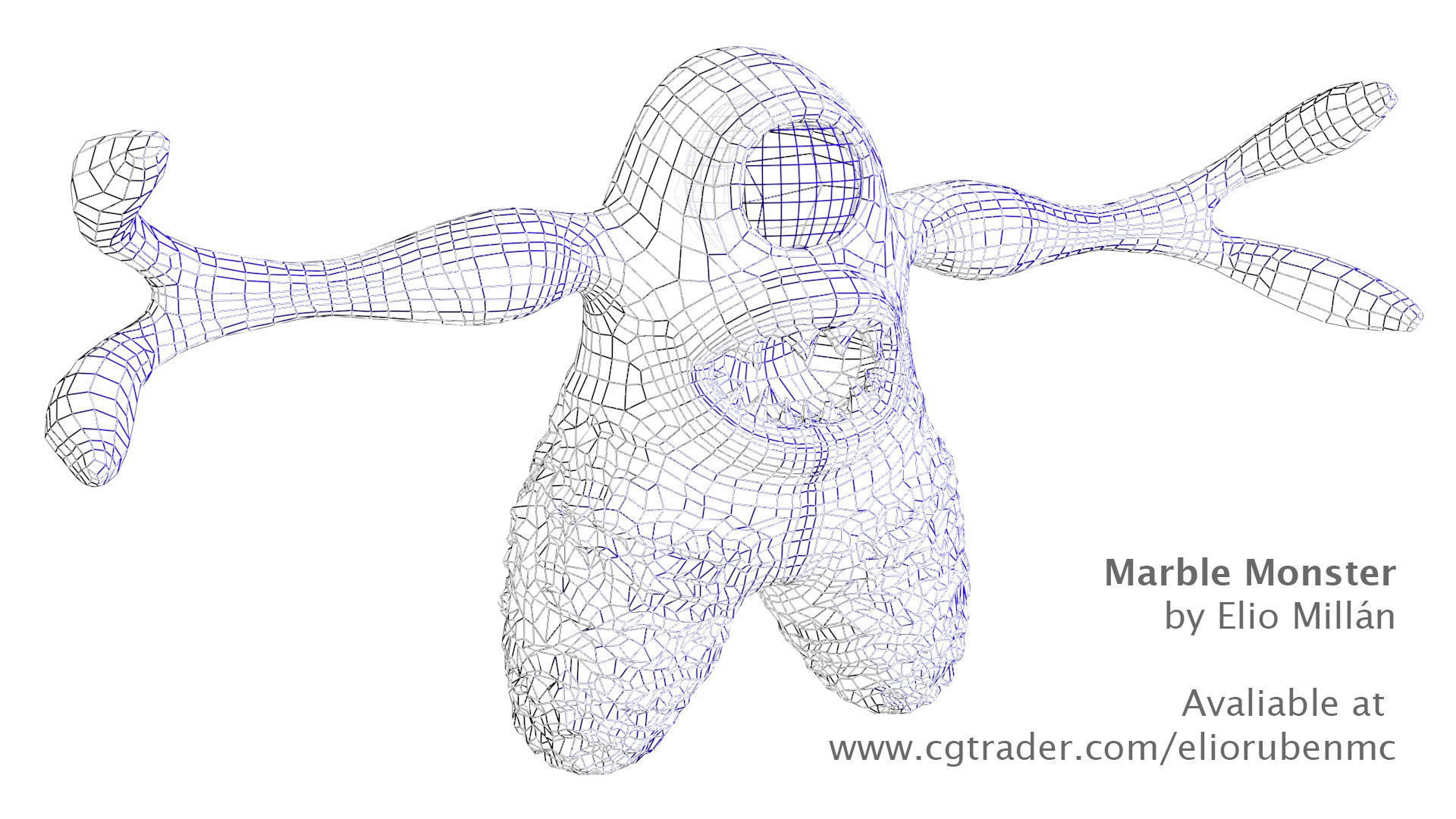 Marble Monster Low-poly 3D model_2