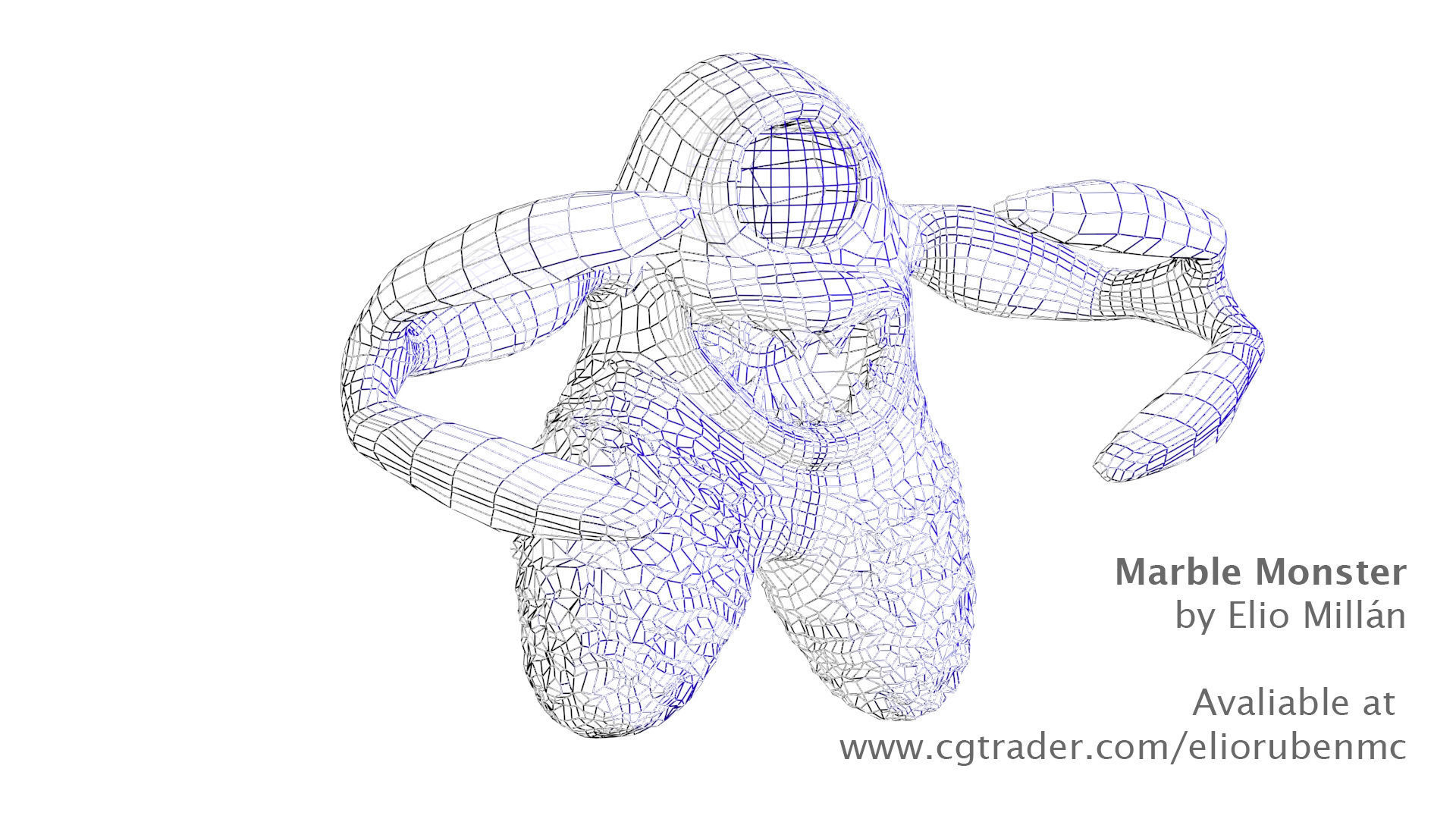 Marble Monster Low-poly 3D model_6