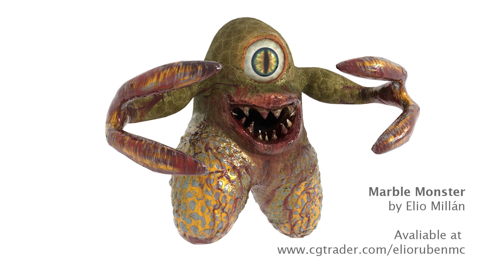 Marble Monster Low-poly 3D model_5