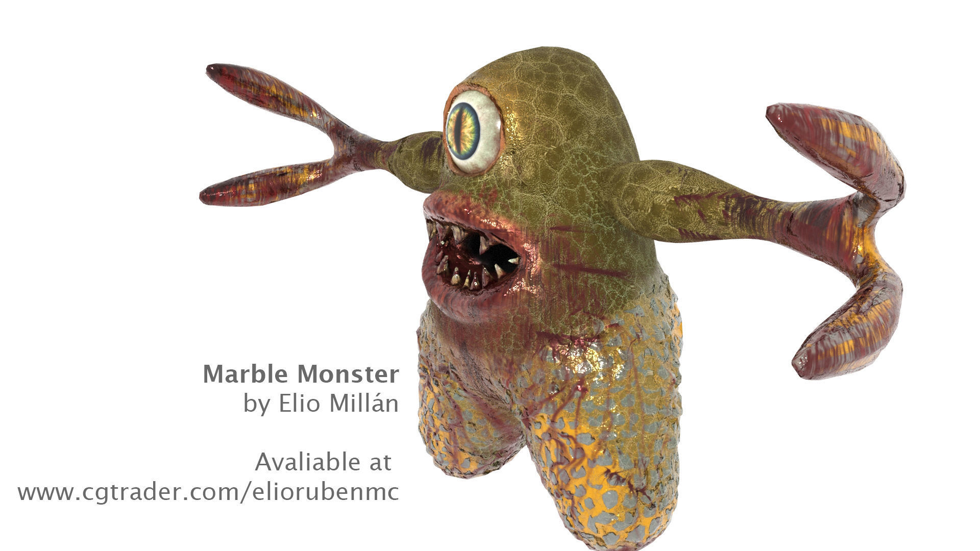 Marble Monster Low-poly 3D model_9