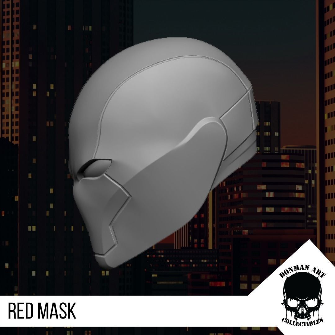 Red Mask Head for 6 inch action figures 3D print model_4