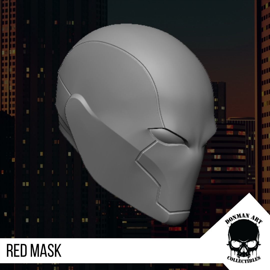 Red Mask Head for 6 inch action figures 3D print model_3