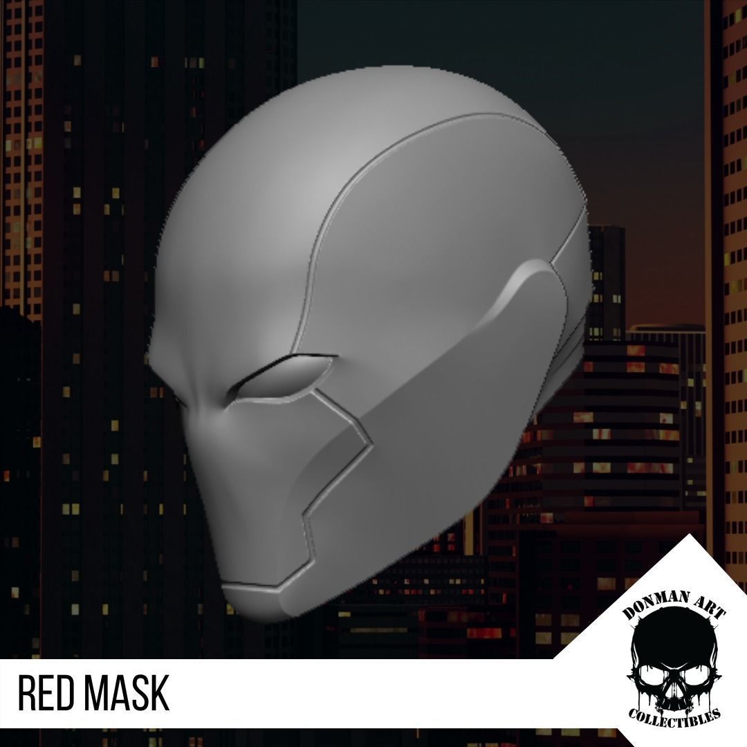 Red Mask Head for 6 inch action figures 3D print model_2
