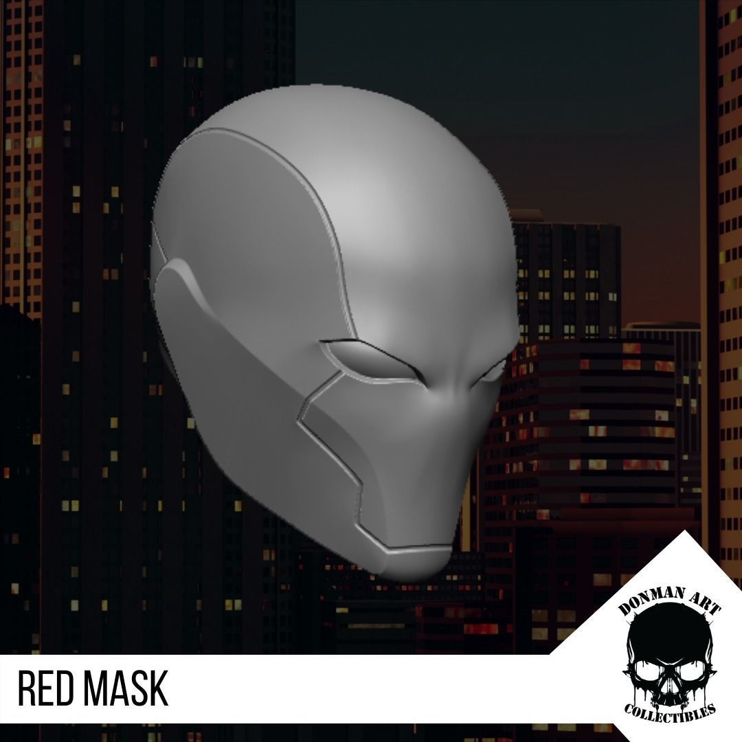 Red Mask Head for 6 inch action figures 3D print model_1