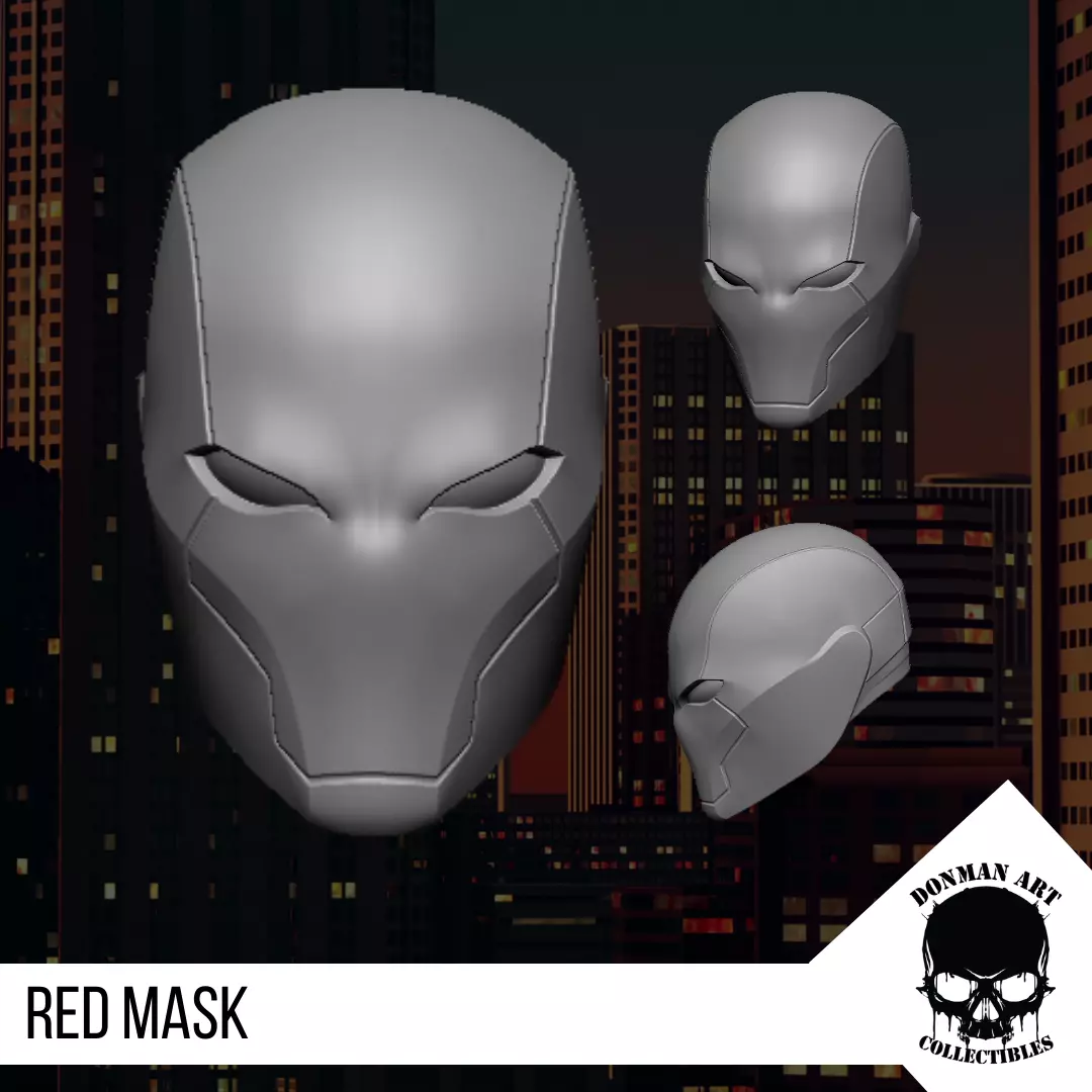 Red Mask Head for 6 inch action figures 3D print model_0